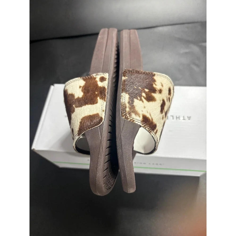 APL Iconic Slide‎ Women's Cow Hair Print Brown White Size 8 New